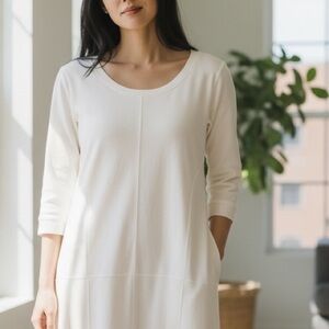 NEW YORK & CO Ivory White Sweatshirt Dress With Pockets•XL